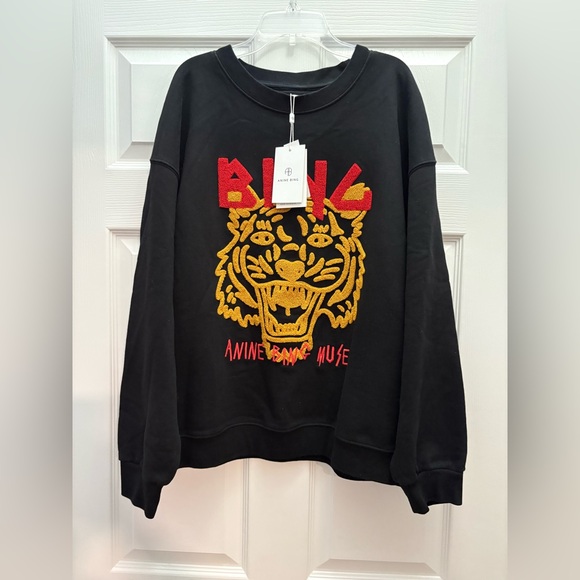 Anine Bing TIGER SWEATSHIRT CHENILLE IN BLACK New with Tags! - Picture 7 of 14